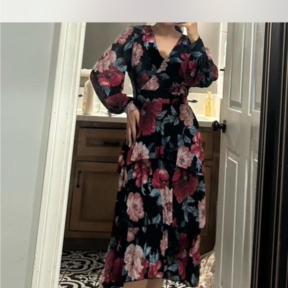 Floral V-Neck Midi Dress